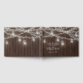Rustiek Mason Jar String Licht Bruiloft Gastenboek (Volledig)