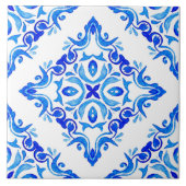 Rustiek Mediterraan Blauw en Wit Tegeltje (Voorkant)