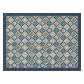 Rustiek Mediterraan marineblauw sinaasappel tegels Tafelkleed (Voorkant (Horizontaal))