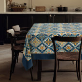 Rustiek Mediterraan marineblauw sinaasappel tegels Tafelkleed