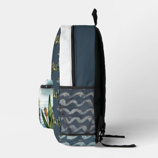 Rustiek meer Gevist | Monogram Bedrukte Rugzak (Rechts)