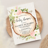 Rustiek meisje baby shower, blush roze crème bloem kaart