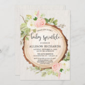 Rustiek meisje baby sprinkle, blush roze crème blo kaart (Voorkant / Achterkant)