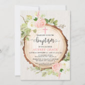 Rustiek meisje doop bos blush roze groen kaart (Voorkant)