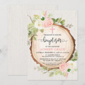 Rustiek meisje doop bos blush roze groen kaart (Voorkant / Achterkant)