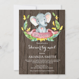 Rustiek Meisje Olifant Baby shower per Mail Kaart