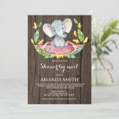 Rustiek Meisje Olifant Baby shower per Mail Kaart (Staand voorkant)