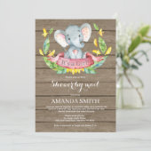 Rustiek Meisje Olifant Baby shower per Mail Kaart (Staand voorkant)