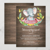Rustiek Meisje Olifant Baby shower per Mail Kaart (Voorkant / Achterkant)