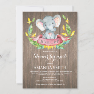 Rustiek Meisje Olifant Baby shower per Mail Kaart