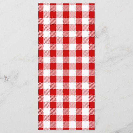 Rustiek Menu Rood Wit Gingham Check Trouwen, Feest (Achterkant)