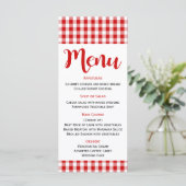 Rustiek Menu Rood Wit Gingham Check Trouwen, Feest (Staand voorkant)
