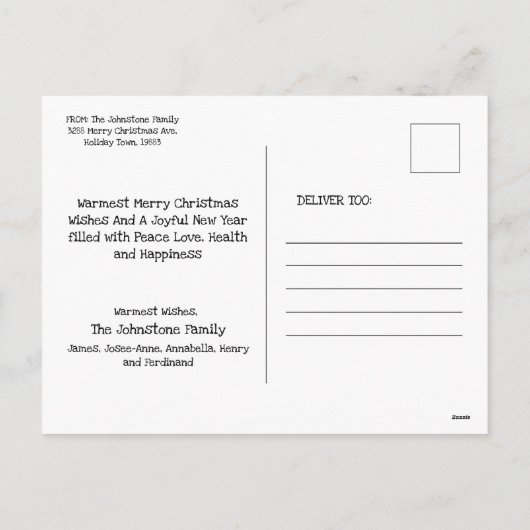 Rustiek Merry Christmas Script Red Holiday Briefka Feestdagenkaart (Achterkant)