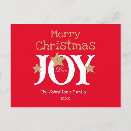 Rustiek Merry Christmas Script Red Holiday Briefka Feestdagenkaart (Voorkant)