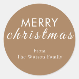 Rustiek Merry Christmas Script Ronde Sticker