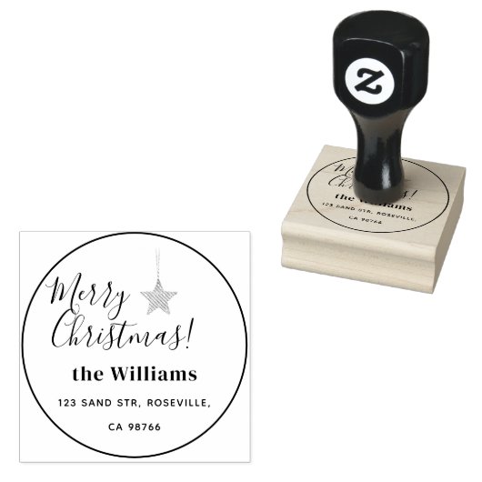 Rustiek Merry Christmas Script Rubberstempel (Gestempeld)