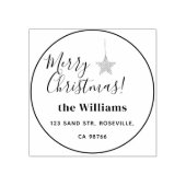 Rustiek Merry Christmas Script Rubberstempel (Afrduk)