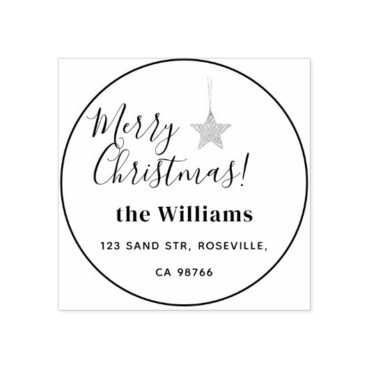 Rustiek Merry Christmas Script Rubberstempel (Afrduk)