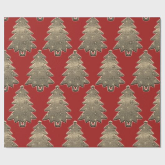 Rustiek Merry Christmas Tree Rood inpakpapier (Vlak)