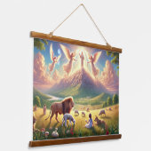 Rustiek met hout bekleed wandtapijt van Zion Hangend Wandkleed (Gebogen)