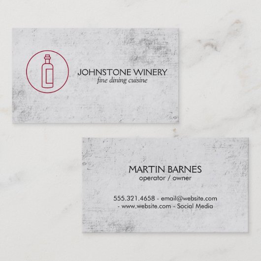 Rustiek met wijnfles visitekaartje (Voorkant / Achterkant)