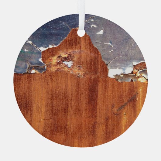 Rustiek metaal: ijzeren textuur. glas ornament (Achterkant)