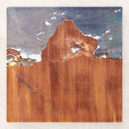 Rustiek metaal: ijzeren textuur. glazen onderzetter (Voorkant)