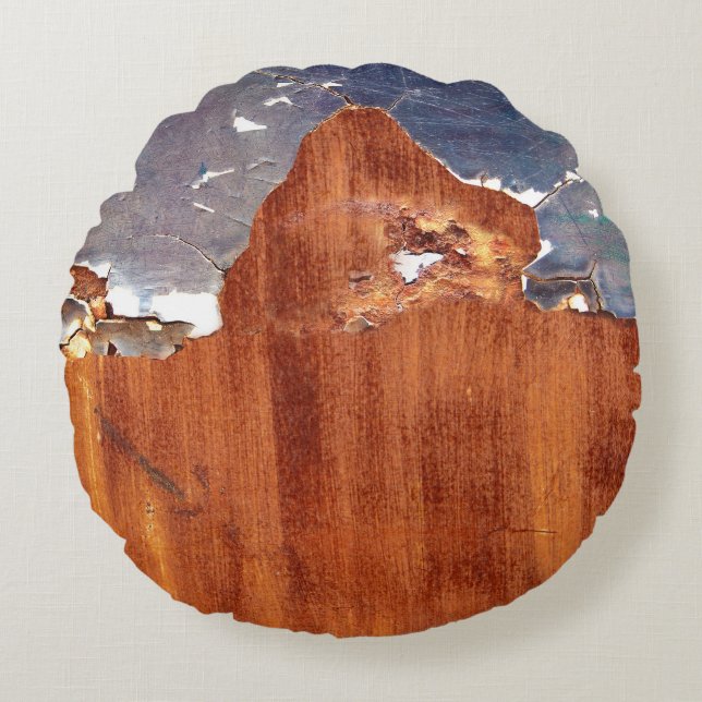 Rustiek metaal:  ijzeren textuur. rond kussen (Voorkant)