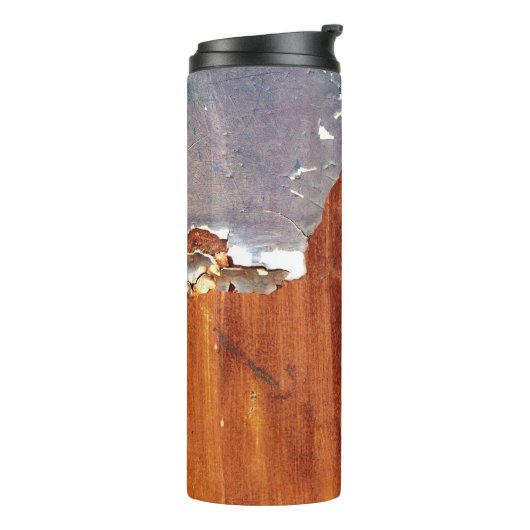 Rustiek metaal:  ijzeren textuur. thermosbeker (Gedraaid links)