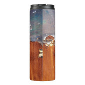 Rustiek metaal:  ijzeren textuur. thermosbeker (Achterkant)