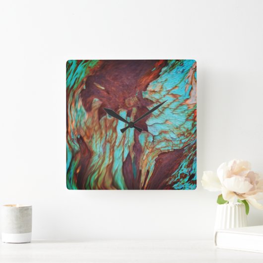 Rustiek Metallic Roest Paint Effect. Industriële K Vierkante Klok (Huis)