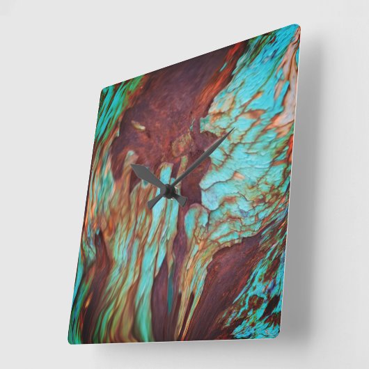 Rustiek Metallic Roest Paint Effect. Industriële K Vierkante Klok (Hoek)