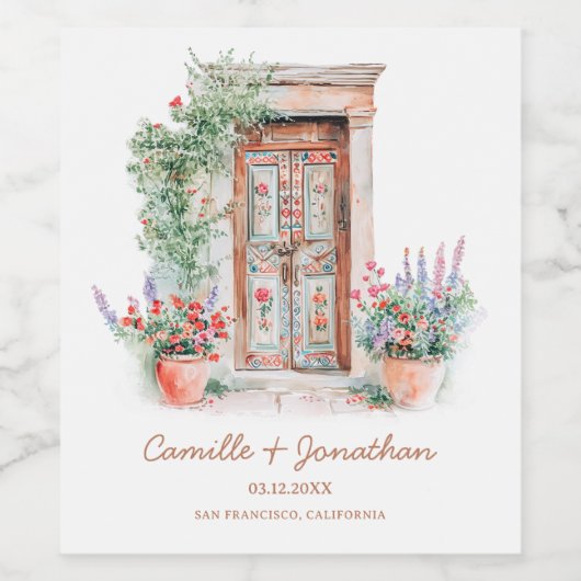 Rustiek Mexico bruiloft Wijn Etiket (Enkel label)