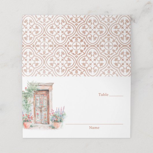 Rustiek Mexico Terracotta bruiloft gevouwen Plaatskaartje (Buitenkant ongevouwen)