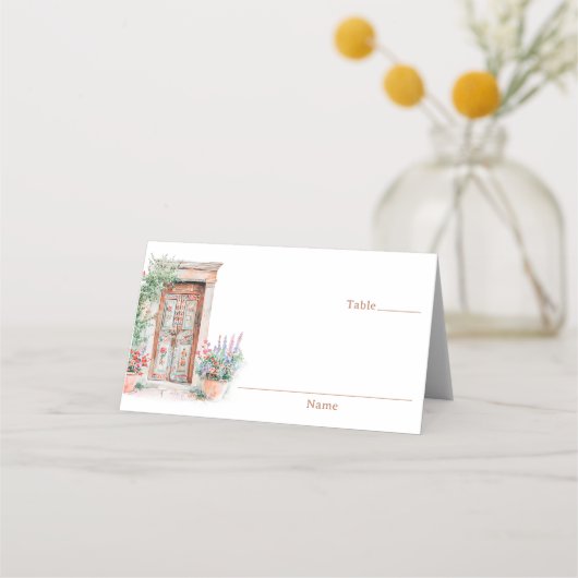 Rustiek Mexico Terracotta bruiloft gevouwen Plaatskaartje (Voorkant)