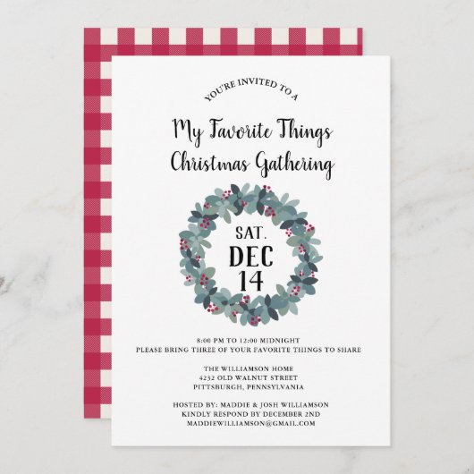 Rustiek Mijn favoriete dingen kerstfeest Kaart (Voorkant / Achterkant)