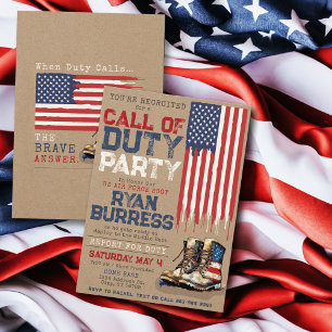 Rustiek Militair US Flag Deployment Afscheidsfeest Kaart