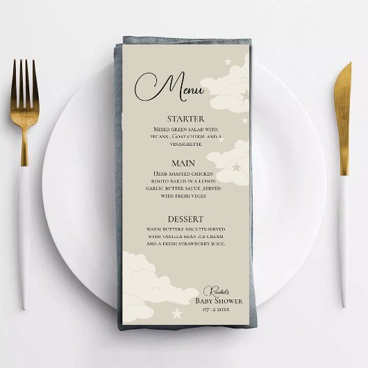 Rustiek minimaal Baby shower Menu