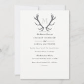 Rustiek minimaal gewei & Initiaal bruiloft uitnodi Kaart (Voorkant)