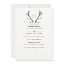 Rustiek minimaal gewei & Initiaal bruiloft uitnodi