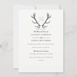 Rustiek minimaal gewei & Initiaal bruiloft uitnodi Kaart