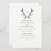 Rustiek minimaal gewei & Initiaal bruiloft uitnodi Kaart (Voorkant / Achterkant)