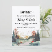 Rustiek minimalistisch bergbos Save the Date Kaart (Staand voorkant)