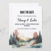 Rustiek minimalistisch bergbos Save the Date Kaart (Voorkant / Achterkant)