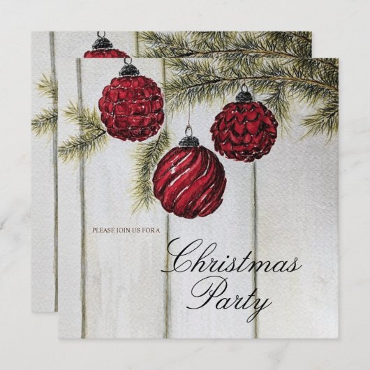 Rustiek minimalistisch kerstfeestje kaart (Voorkant / Achterkant)