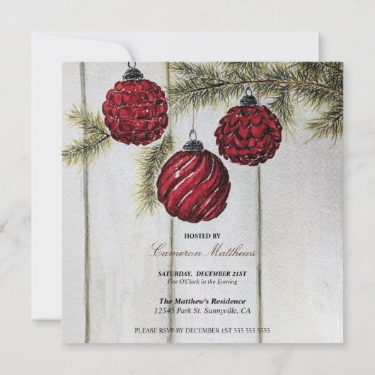 Rustiek minimalistisch kerstfeestje kaart (Achterkant)