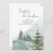 Rustiek mistig bos berg bestemming bruiloft kaart (Voorkant / Achterkant)