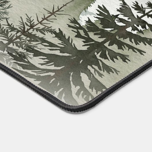 Rustiek Misty Forest Groen & Wit Monogram Bureaumat (Hoek)