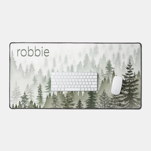 Rustiek Misty Forest Groen & Wit Monogram Bureaumat (Keyboard & Muis)