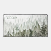 Rustiek Misty Forest Groen & Wit Monogram Bureaumat (Voorkant)
